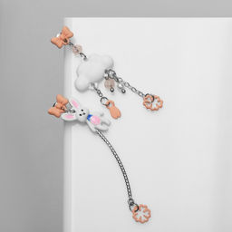 Серьги ассорти Заяц с облачком, цветные в серебре - Queen fair фото 2