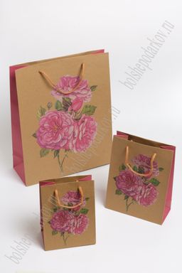 Пакет крафтовый с рисунком "Цветочки" 12*16*7 см (12 шт) SF-7169, №3