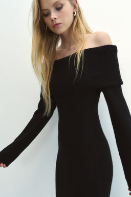 Vestido off-the-shoulder en punto fino - H&m фото 3