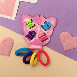 Цена за 12 шт. Набор для волос «Бабочка», 4 крабика, 4 резинки, яркий глянец