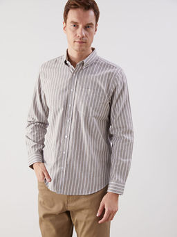 Regular Fit Uzun Kollu ?izgili Erkek G?mlek