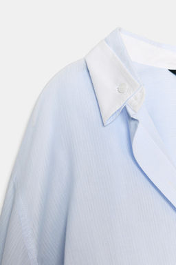 CAMISA OVERSIZE RAYAS MANGA MURCI?LAGO / Azul / Blanco - Zara фото 6