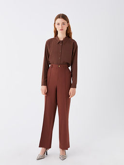 Standart Fit D?z Geni? Pa?a Kad?n Pantolon