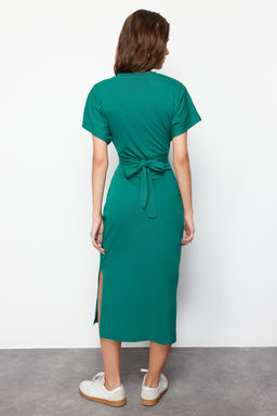 TRENDYOLMILLA Siyah %100 Pamuk Bele Oturan Y?rtmac ve Baglama Detayl? Midi Orme Kalem Elbise TWOSS21EL0404  фото 43