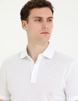 Beyaz Slim Fit Merserize Ti__rt