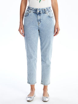 Beli Lastikli Slim Mom Kad?n Jean Pantolon