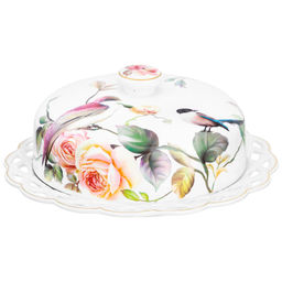 Блинница 26*26*11,5 см "Певчие птички" фарфор NEW BONE CHINA