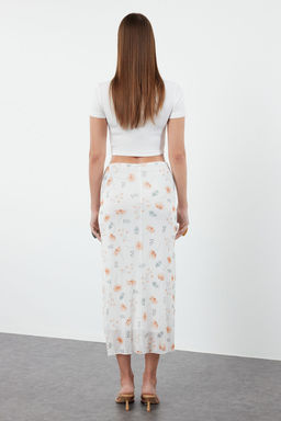 TRENDYOLMILLA Siyah Bel Detayl? Bask?l? Esnek Tul Maxi Orme Etek TWOAW24ET00124  фото 14