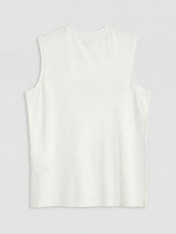 V Yaka Bask?l? Penye Erkek Kolsuz Ti??rt