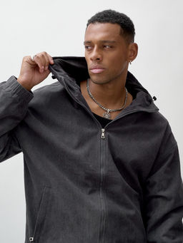 Куртка из вельвета мужская демисезонная темно-серого цвета 25336TC