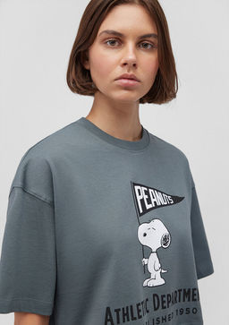 Snoopy Bask?l? Gri Tisort - Mavi фото 5