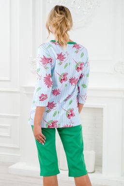 Пижама женская из футера Листик с бриджами - Амадэль фото 4