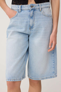 Ac?k Mavi Tencel Kar?s?ml? Yuksek Bel Denim Bermuda TWOSS26SR00152 - Trendyolmilla фото 3