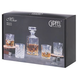 52353 GIPFEL Набор для виски MUSE: графин 700мл, 4 бокала 275мл. Материал: хрустальное стекло