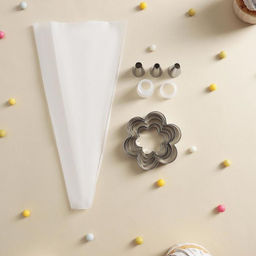 Набор кондитерский Лориэн, 10 предметов: форма для выпечки Цветок 5 шт, 3 насадки, адаптер, мешок