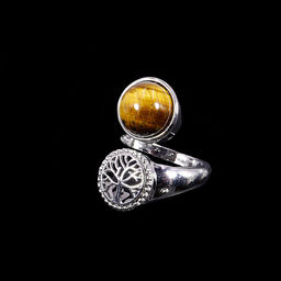 Кольцо из камня Тигровый глаз и Дерево Жизни для приобретения богатства и защиты