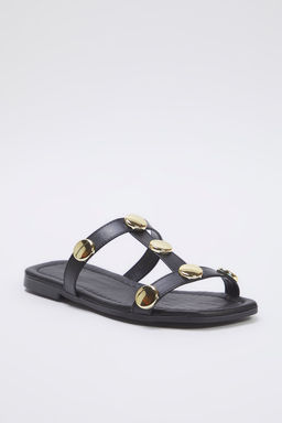 Trendyolmilla Shoes Siyah Gold Aksesuar Detayl? Kare Burun S?k Kad?n Terlik TAKSS25TE00012  фото 10