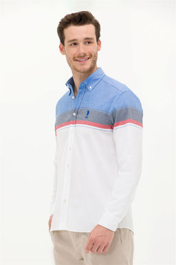 Мужская белая рубашка с длинным рукавом