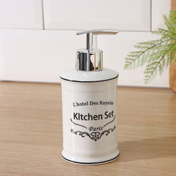 Аксессуары для кухни Доляна Уют, 4 предмета, дозатор 300 мл, мыльница, подставка для губки, подставка для ложки, белые фото 2