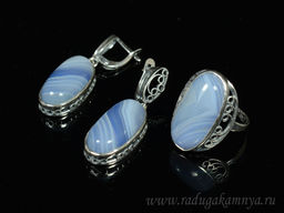 Кольцо Серьги с агатом тонированным, цв.лаванда размер 19