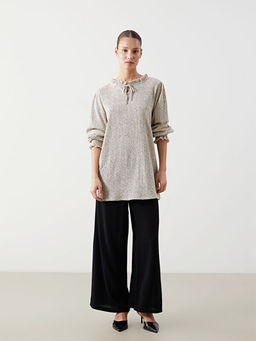 Ba?lamal? Yaka Desenli Kad?n Bluz