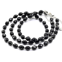 Бусы и браслет из турмалина шерл граненые 6*8мм, 44см, 19см Радуга камня