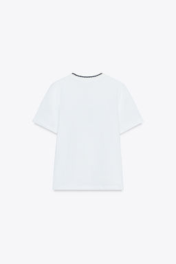 CHUNKY KNIT COLLAR SLOGAN T-SHIRT - Zara фото 6