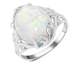 Кольцо, опал голубой рек., СПН4051