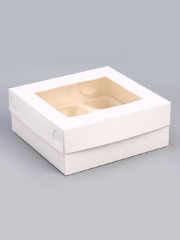 Цена за 5 шт. Коробка на 9 капкейков с окном, белая, 25×25×10 см
