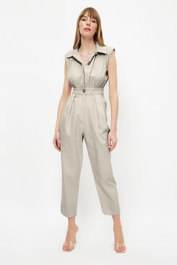 Tas Gomlek Yaka Kolsuz Gabardin Dokuma Tulum TWOSS21TU0233