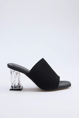 Siyah 7,5 cm Kad?n Klasik Seffaf Topuklu Ayakkab? TAKSS26TO00080