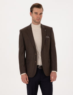 Kahverengi Slim Fit Y_n Ka_mir Kar___ml_ Ceket - Cacharel фото 3
