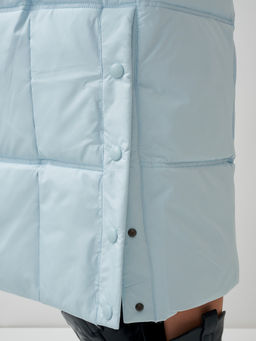 Пальто летучая мышь женское с капюшоном зимнее голубого цвета 9619Gl - Mtforce фото 10