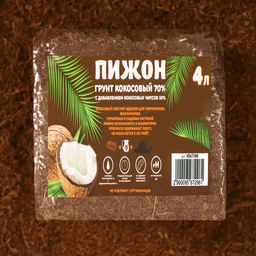 Грунт кокосовый Пижон в брикете, 70% торфа и 30% чипсов, 4 л, 350 г  фото 3