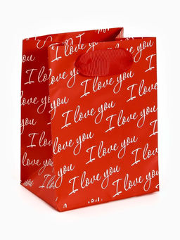 Цена за 4 шт. Пакет подарочный ламинированный Love you, 9×12×6.5 см