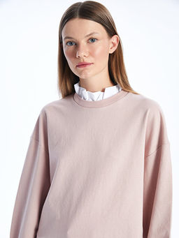 Bisiklet Yaka D?z Uzun Kollu Kad?n Sweatshirt Tunik