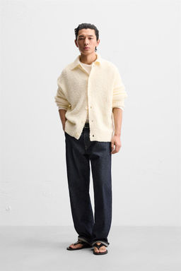 TEXTURED TERRY CARDIGAN