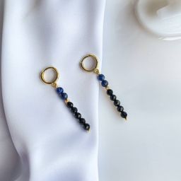 Серьги длинные из черной Шпинели и Лазурита - Радуга самоцветов фото 2
