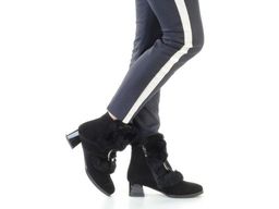 04-JM715-2 BLACK Ботинки женские (натуральная замша, натуральный мех (полностью)) - Фабричный китай фото 2