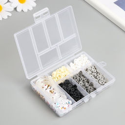 Бусины в шкатулке «Серые», нить 0.8 мм 5 м 12×8.4×2.2 см