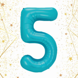 Шар фольгированный 32/81см "Цифра "5" (голубой)