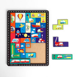 Двусторонний тетрис «‎Транспорт», 19 деталей