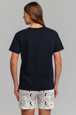 Арт. 9147 Пижама с шортами 42-50 (5 шт) Цвет:верх-черный,низ-молочный - Калинка фото 7