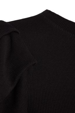 TRENDYOLMILLA Siyah Fitilli Kollar? Volanl? Bodycone/Vucuda Oturan Midi Esnek Orme Kalem Elbise TWOSS23EL01708  фото 7