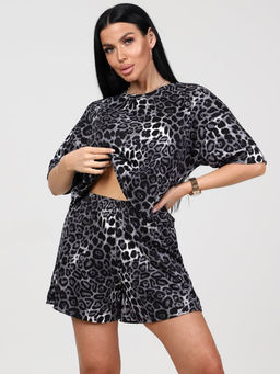 012 ПИЖАМА (Темно-серый леопард)