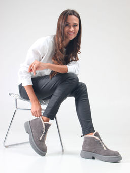 Ботинки 308.агата gr. серый замок замша/Мех