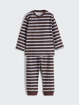 Bisiklet Yaka ?izgili Erkek Bebek Pijama Tak?m?