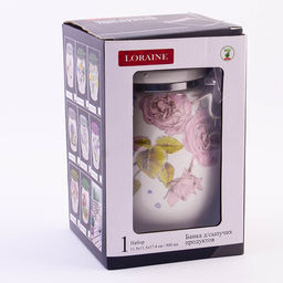 60256 Банка для сыпучих 900мл Розовый сад доломит/металл LR (х24) - Mayer&boch фото 2