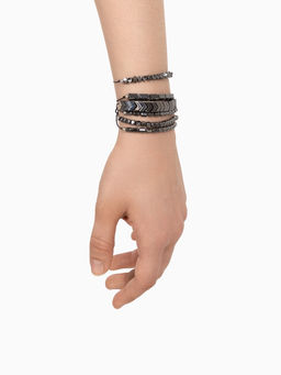 Цена за 12 шт. Браслет-оберег «Гематит» ассорти форм, серый