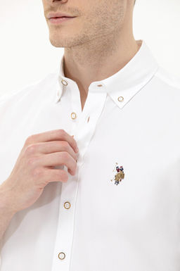 U. S. Polo Assn / Мужская белая рубашка с длинным рукавом - U.s. polo assn фото 7